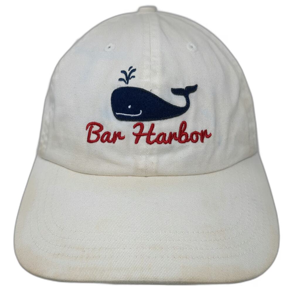 Kate Lord Baseball Cap White One Size Bar Harbor Blue Whale Cotton Adjustable